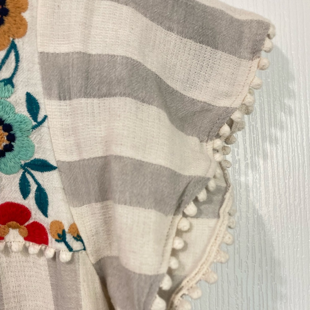 THML Anthropologie Floral Embroidered Striped Cotton Boho Dress - Picture 5 of 8